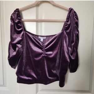 Macy's- And Now This Elegant Velvet Ruched Crop Top in Deep Purple